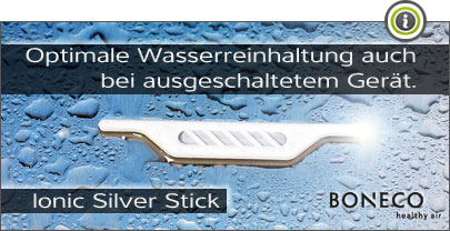 Optimale Wasserreinhaltung auch bei ausgeschaltetem Gert - BONECO Ionic Silver Stick