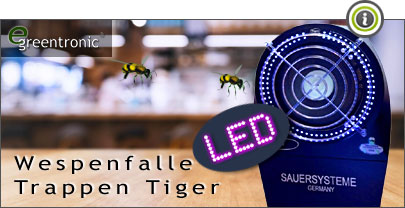Wespenfalle BLACK Trappen Tiger LED-13 W UV - Saugturbo-Wespenlampe