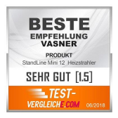 VASNER StandLine Mini 15 Stand Heizstrahler m. Cape 1500 W Schwarz